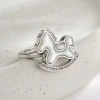 Cute and childlike natural mother-of-pearl horse opening ring, copper alloy micro-inlaid zircon adjustable index finger ring, women's ring details Picture